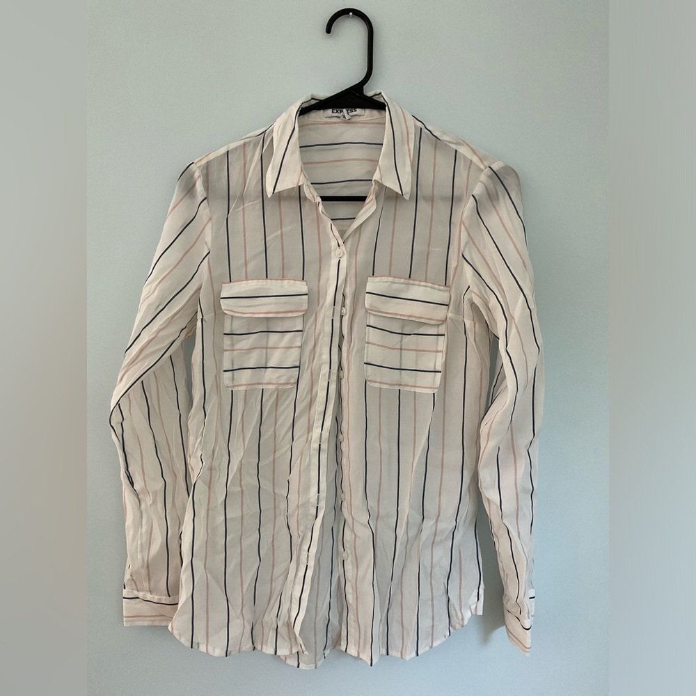 Express bundle sheer button down long sleeve blouse size XS